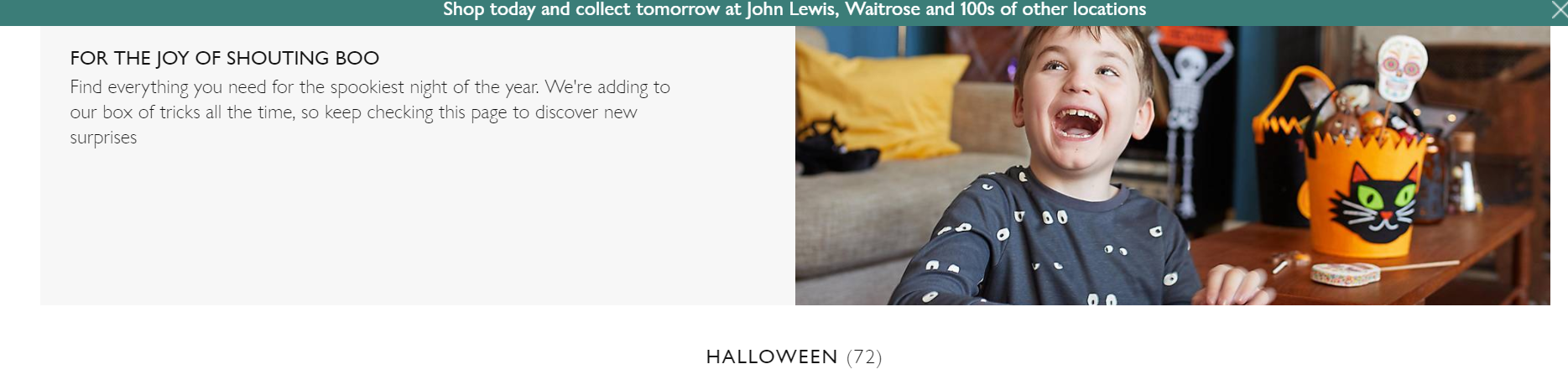 The John Lewis Halloween&nbsp;page from their website&nbsp;